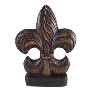 Elegant Hand Carved Fleur de Lis Wooden Door Stop